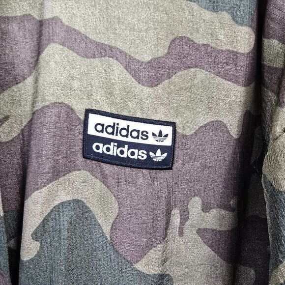 Adidas Trefoil Windbreaker Jacket L Camo Full Zip Hoodie Cropped Baggy Gorpcore‎ - Picture 5 of 16